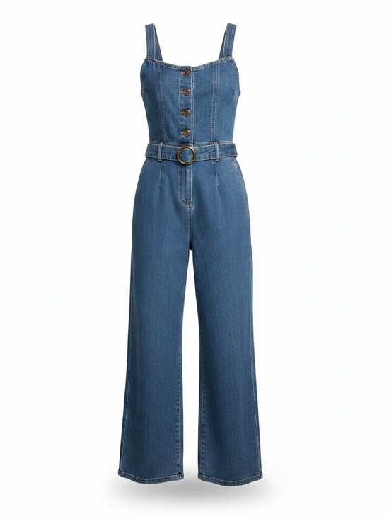 Sincerely jules Denim - Sincerely Jules Blue Denim Belted Wide-Leg Overalls